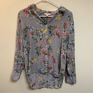 Como Vintage Multicolor Floral Stripe Button Down Shirt‎ size Medium